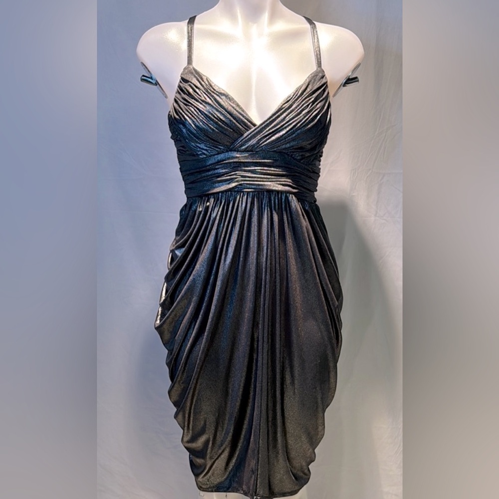 Bebe Elegant Black Draped Dress